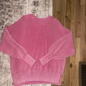 American Eagle Outfitters Ribbed Pink Crewneck Sweater